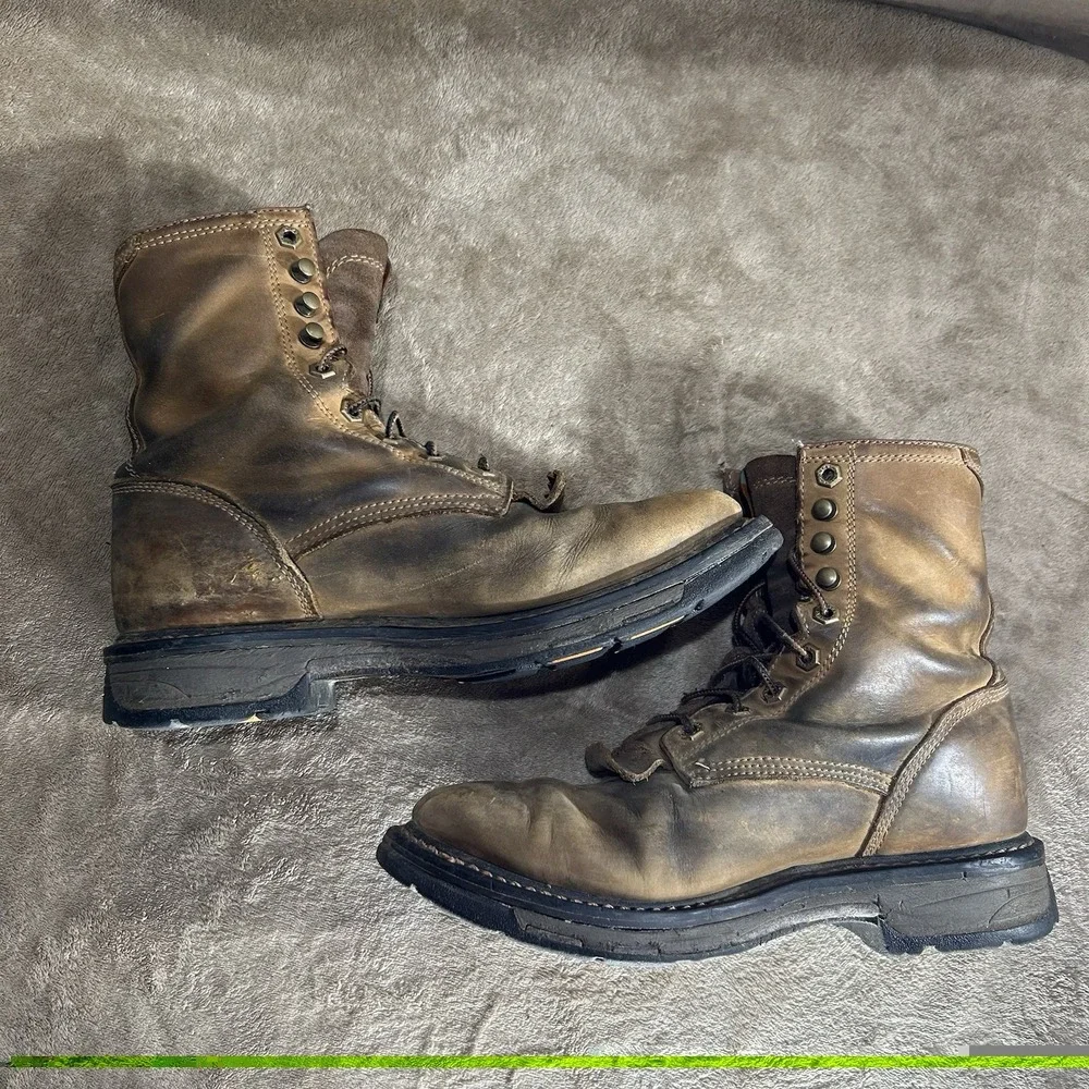 Ariat Men's Brown Leather Lace Up Work Boots Soft Toe EH Size 9 D 10016266